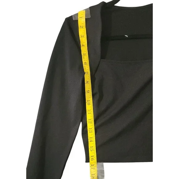 Set Of 3 Baleaf Long Sleeve Square Neck Crop Tops Black & Gray Womens Size S - Picture 12 of 15